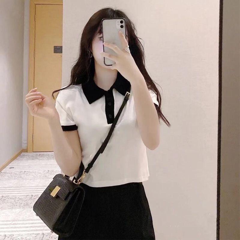Áo PoLo Croptop Phối Viền Nút Gài Tay Ngắn Đơn Giản Thời Trang Cho Nữ Của SANMAY- A0006