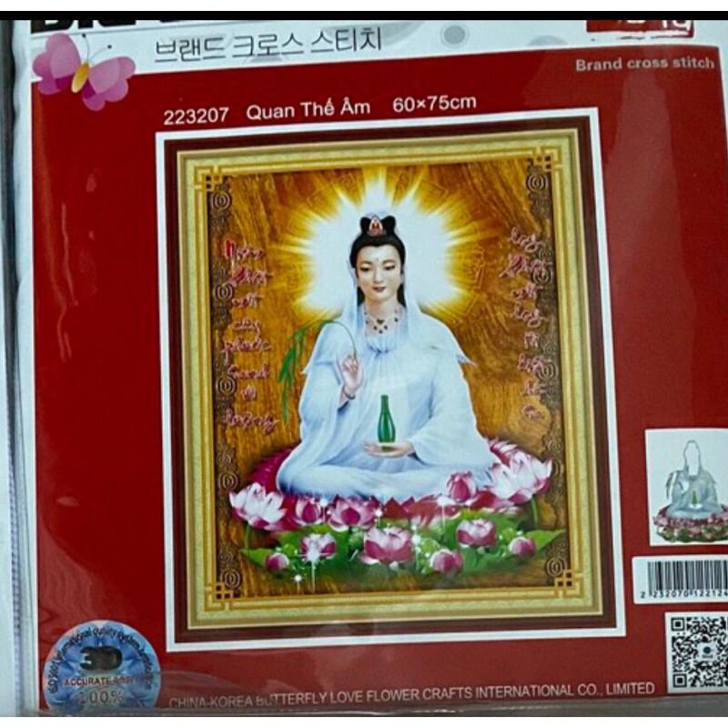 Tranh thêu chữ thập Phật Quan Âm 223207 (60x75) chưa thêu