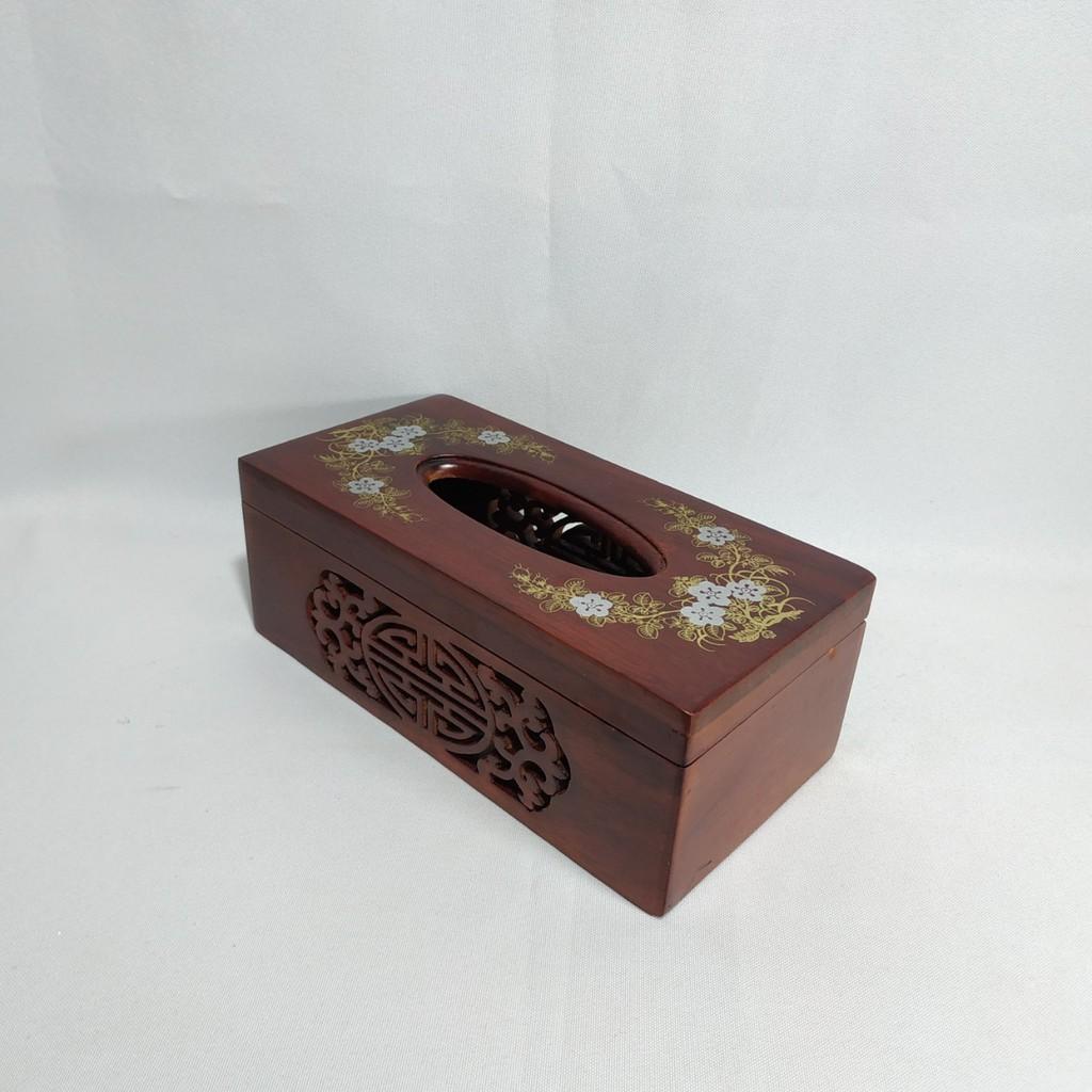 HỘP ĐỰNG GIẤY CHỮ NHẬT KHẢM BI HOA VĂN SIÊU ĐẸP GỖ HƯƠNG
