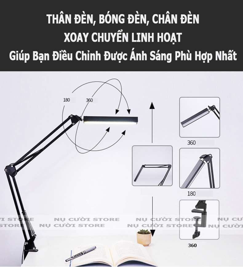 Đèn Bàn Kẹp Dài; Đèn Led Học Đọc Sách Đầu Giường Ánh Sáng Trắng; Đèn Pixar Để Làm Việc Đọc Sách; Đèn Led Kẹp Bàn Học; Đèn Pixar Chống Cận; Đèn Để Bàn Làm Việc; Đèn Làm Nail Phun Xăm Spa Siêu Sáng