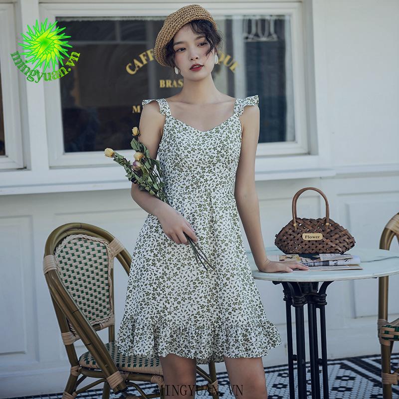 Đầm Dây Nữ In Hoa Thời Trang Hè Xinh Xắn