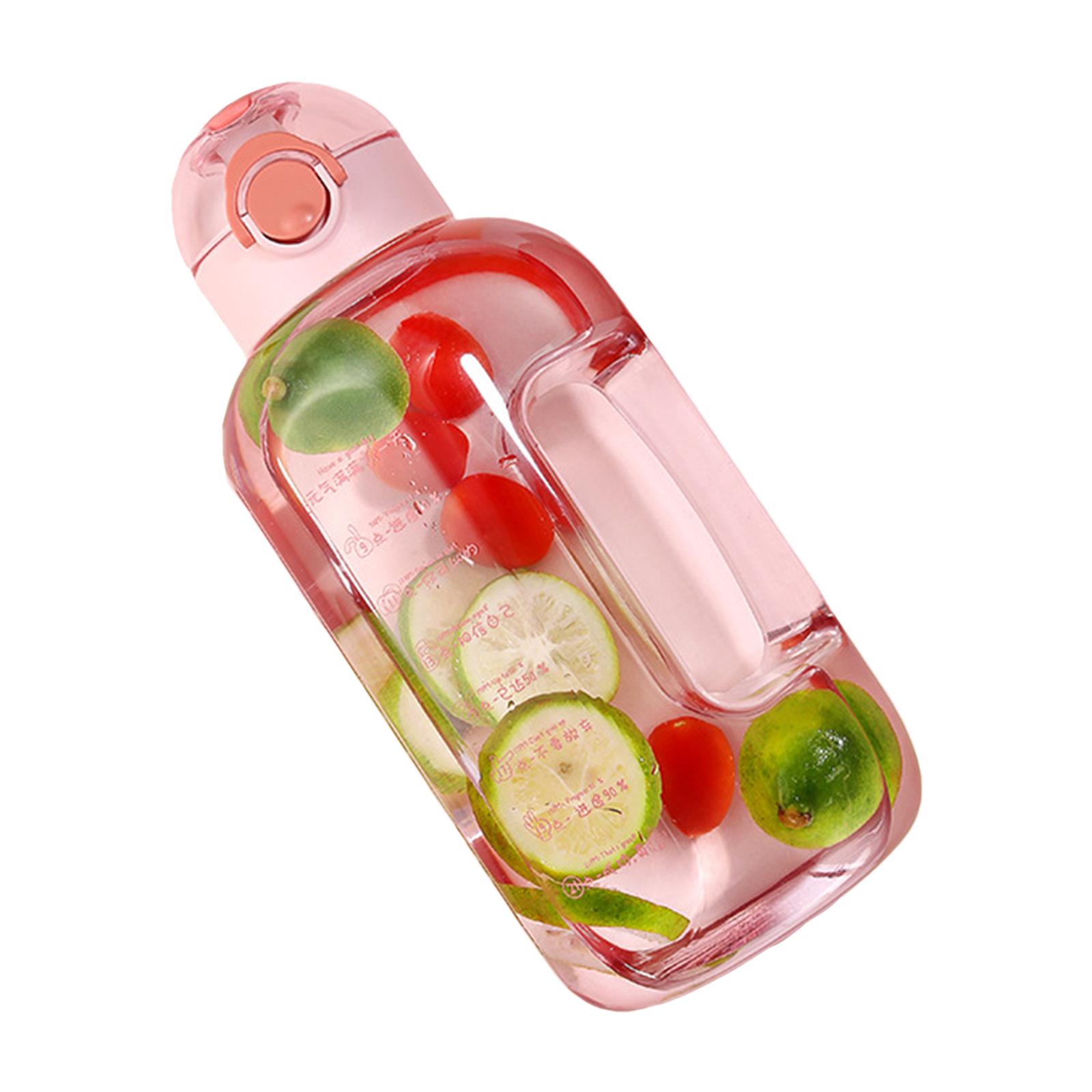 2L Water Bottle with Marker & Straw Large Capacity Water Bottle with Handle Reusable Leakproof Water Jug