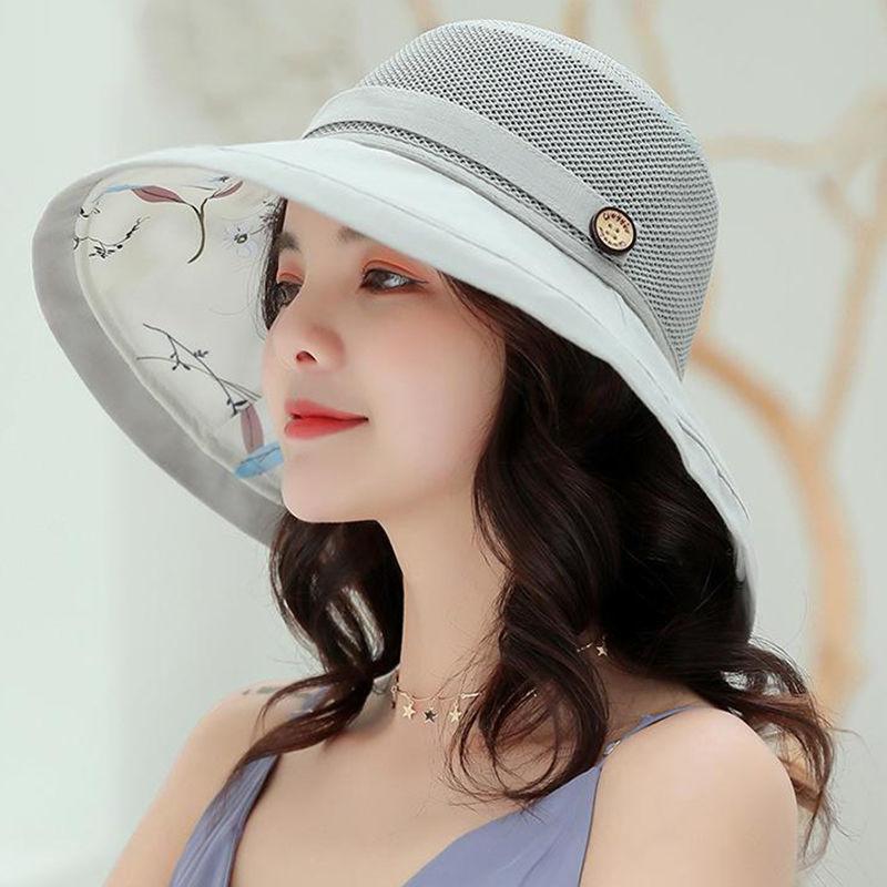 Mùa Hè Hoa Đi Biển Nữ Đi Foldbale Nắng Chống Tia UV Nón Lưới Thoáng Khí Nữ Nón Rộng Vành Nữ Chống Nắng mũ Lưỡi Trai