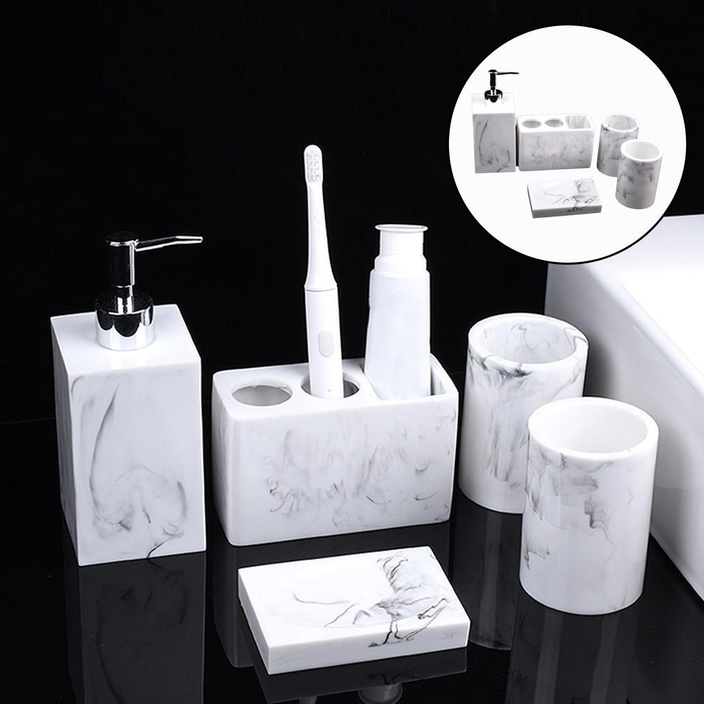 Bath Bathroom Accessories Set 5-pack Toothbrush Holder Lotion Dispenser