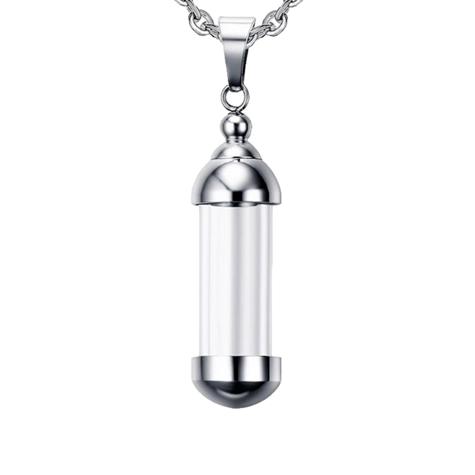 5Pcs Stainless Steel Screw Tube Glass Bottle Urn Charms Pendant Necklace