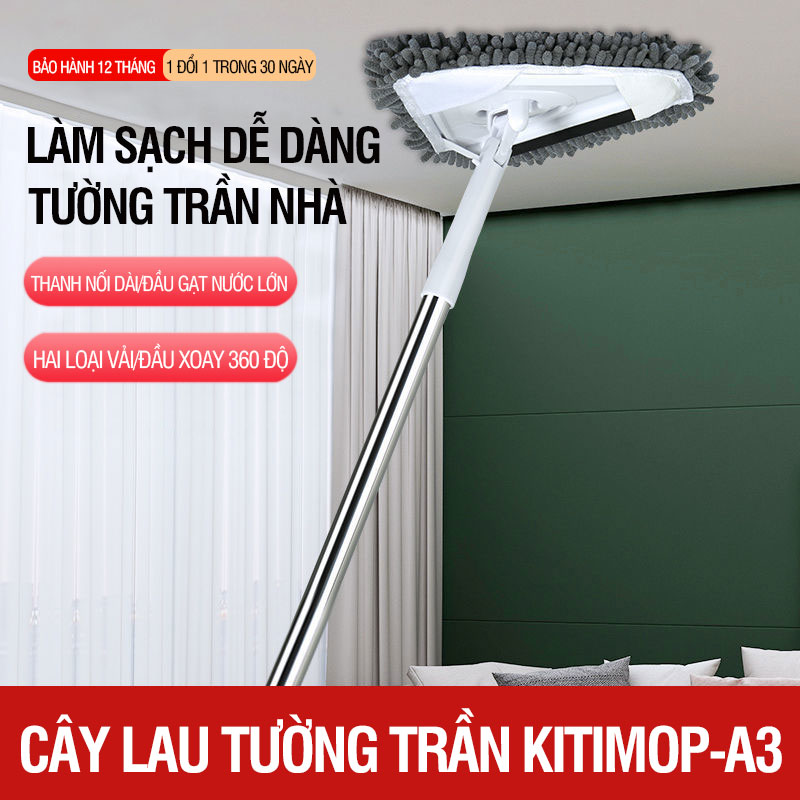 Cây lau trần nhà, chổi lau tường đa năng hình tam giác - Kitimop A3