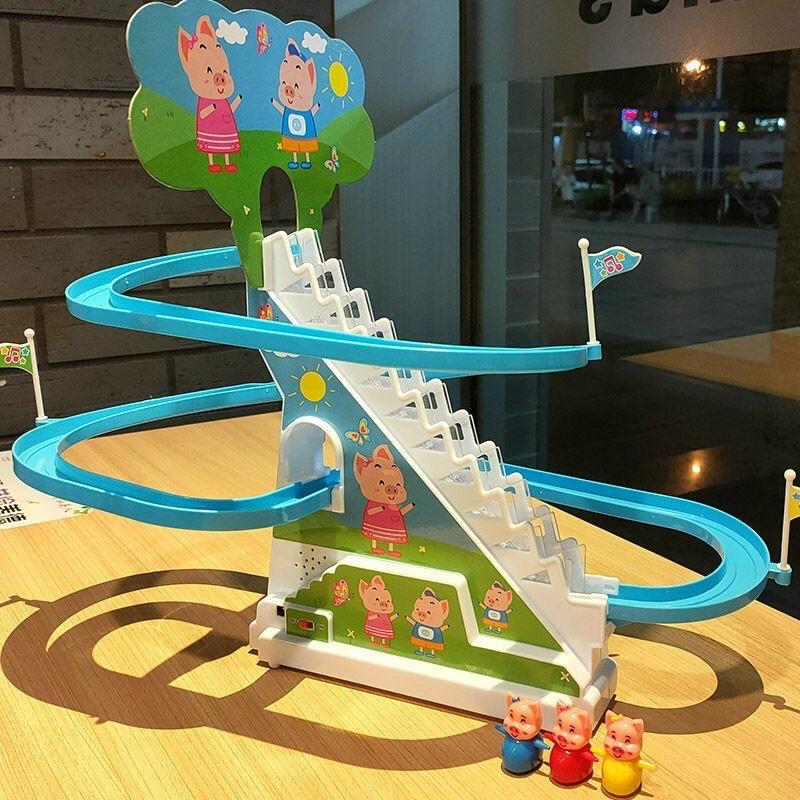 Đồ chơi heo peppa leo cầu thang cho bé trai và bé gái có nhạc, tự động sử dụng pin