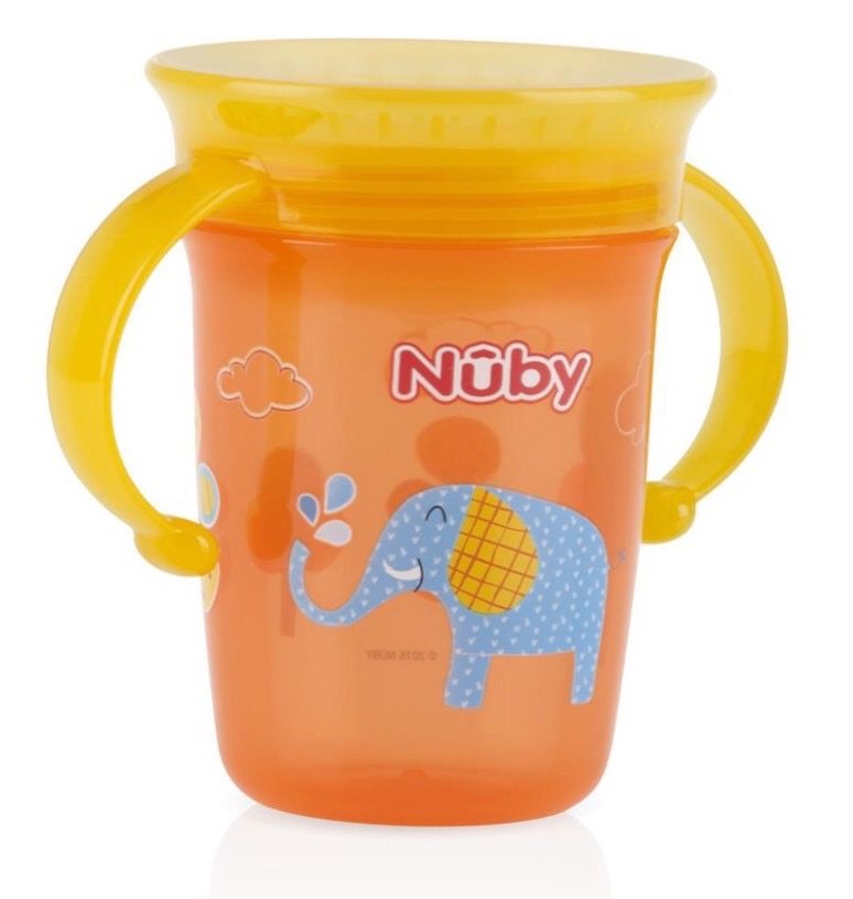 [ 10410-Nuby ] Ca tập uống nước 360 độ chống tràn, loại 2 tay cầm, 240ml