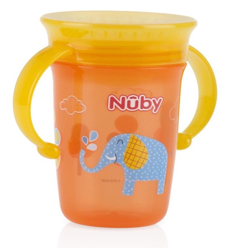 [ 10410-Nuby ] Ca tập uống nước 360 độ chống tràn, loại 2 tay cầm, 240ml