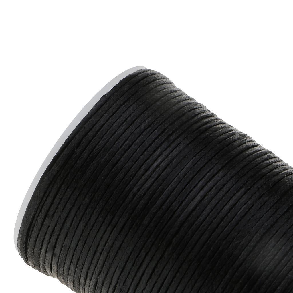 2 Roll Black And White 1mm Waxed Polyester Braided Thread for Leahter Crafts