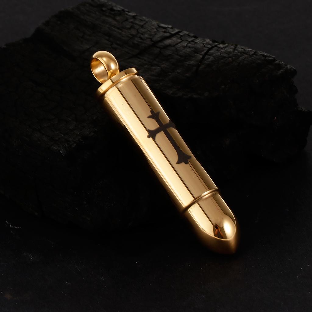 Silver/Gold Stainless Steel Cross Bullet Pendant Cremation Jewelry for Ashes