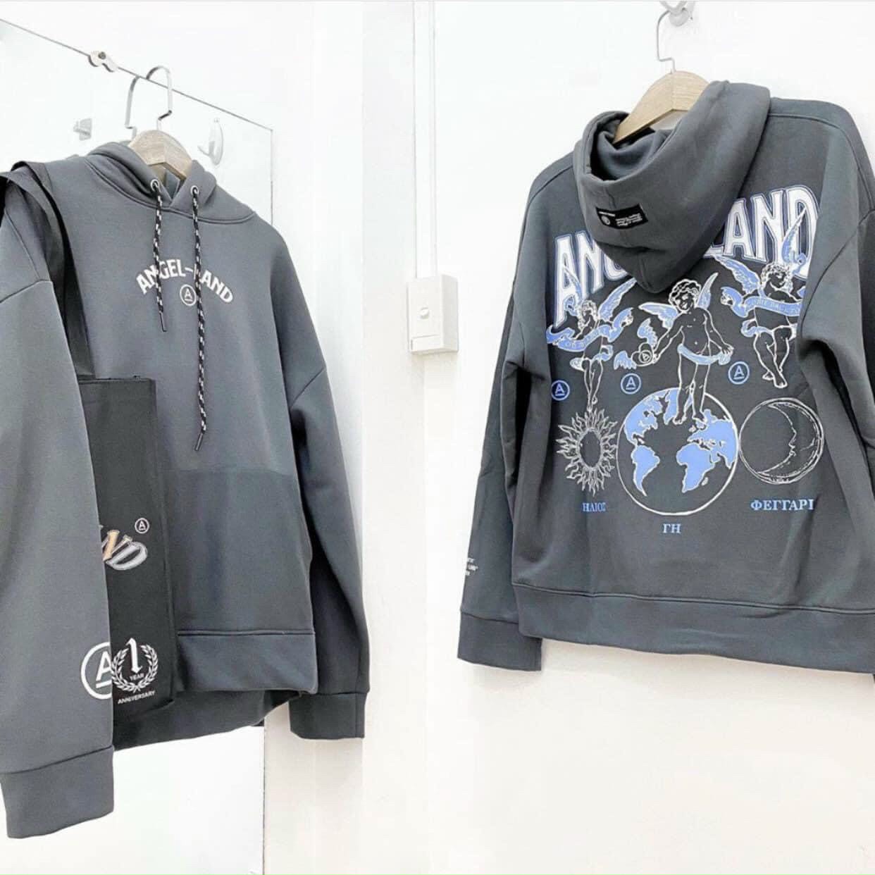 Áo hoodie nỉ ngoại in ANGEL LAND rõ đẹp, không bong tróc