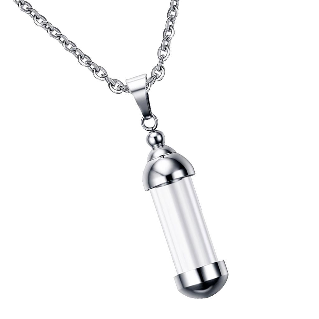 5Pcs Stainless Steel Screw  Tube Glass Bottle Urn Charms Pendant Necklace