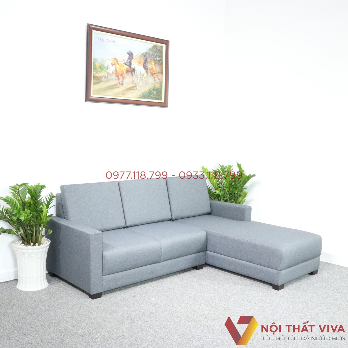 Bộ Sofa Góc Chữ L Bọc Nỉ Gọn Đẹp Hiện Đại Giá Rẻ