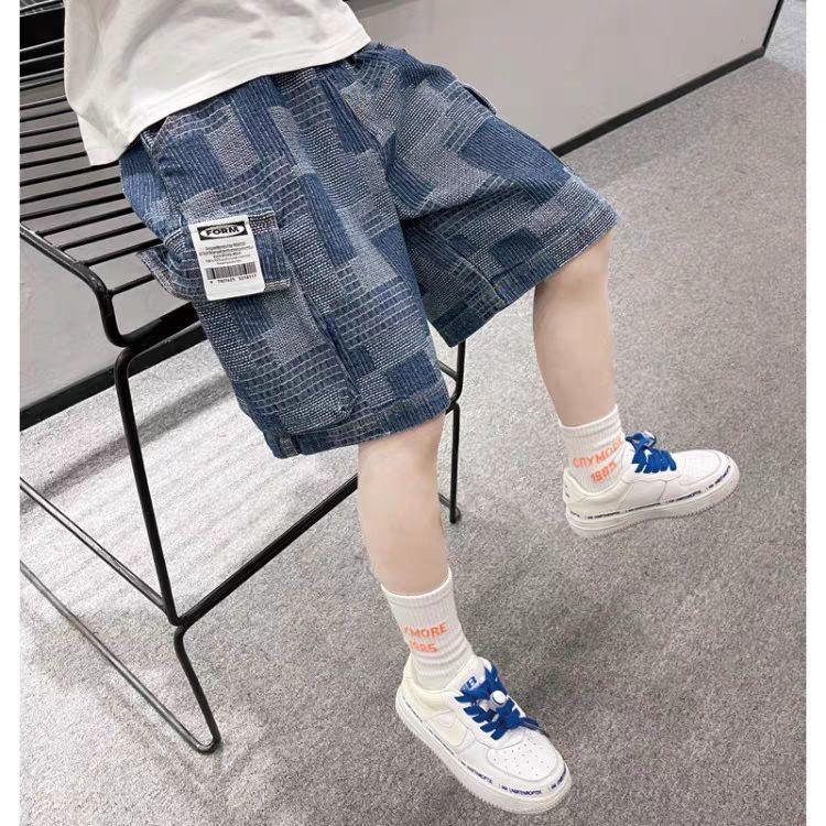 QK3 Size130-170 (25-45kg) Quần short Jean bé trai (Quần đùi dễ phối áo) Thời trang trẻ Em hàng quảng châu