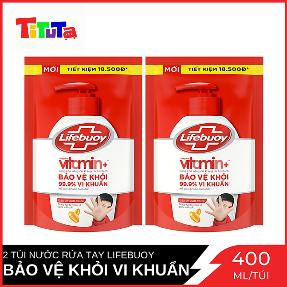 COMBO 2 túi Nước rửa tay Lifebuoy Bảo vệ vượt trội 10 túi (Đỏ) 400gX2