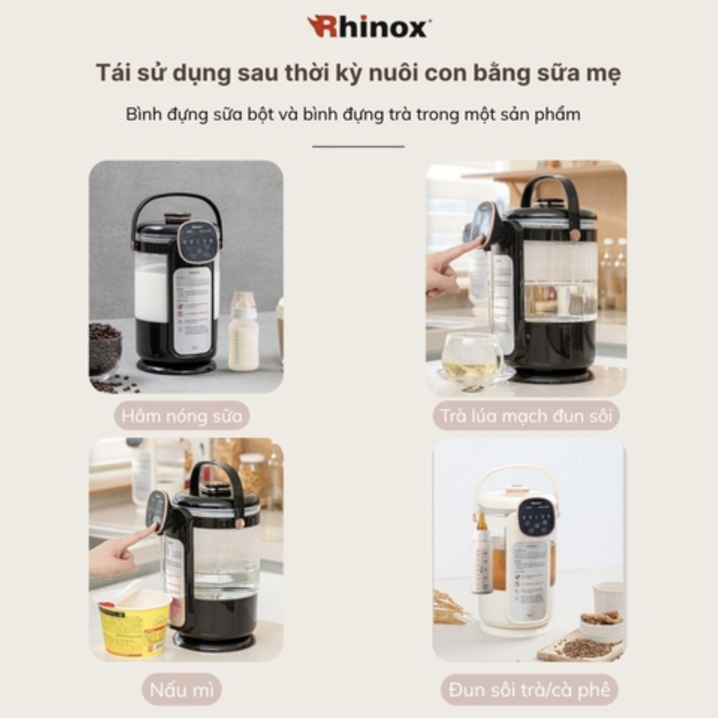 Ấm đun đa năng Rhinox RXHX 2 Lít Hàng Chính Hãng