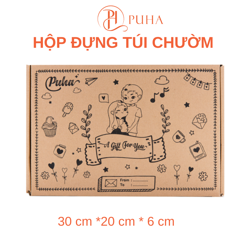 Túi chườm nóng đau bụng kinh PUHA 1000ml, món quà ý nghĩa tặng bạn gái, kèm hộp quà, thiệp nhắn gửi yêu thương