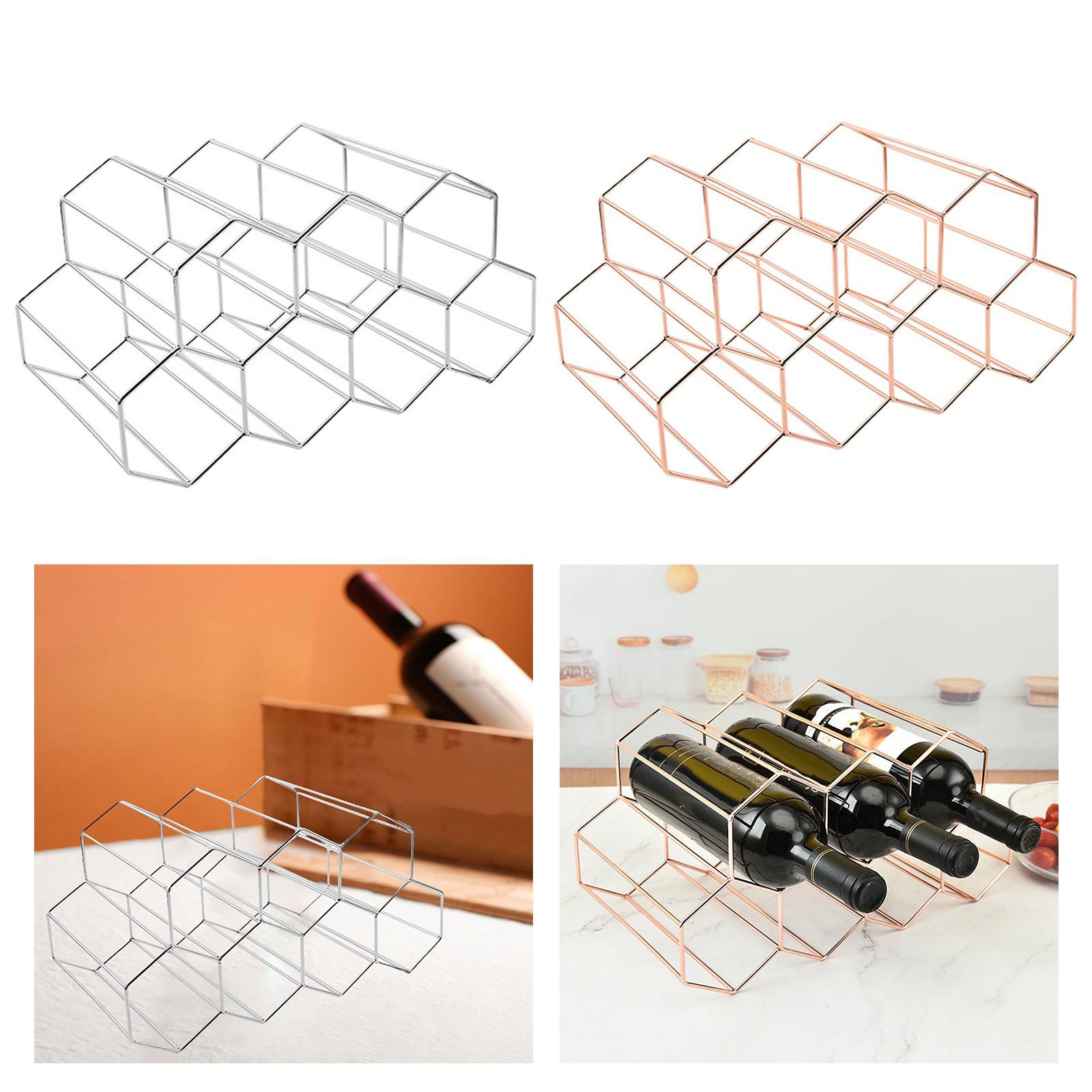 Tabletop Wine Rack Wine Holder for Home Decor White+Rose Gold