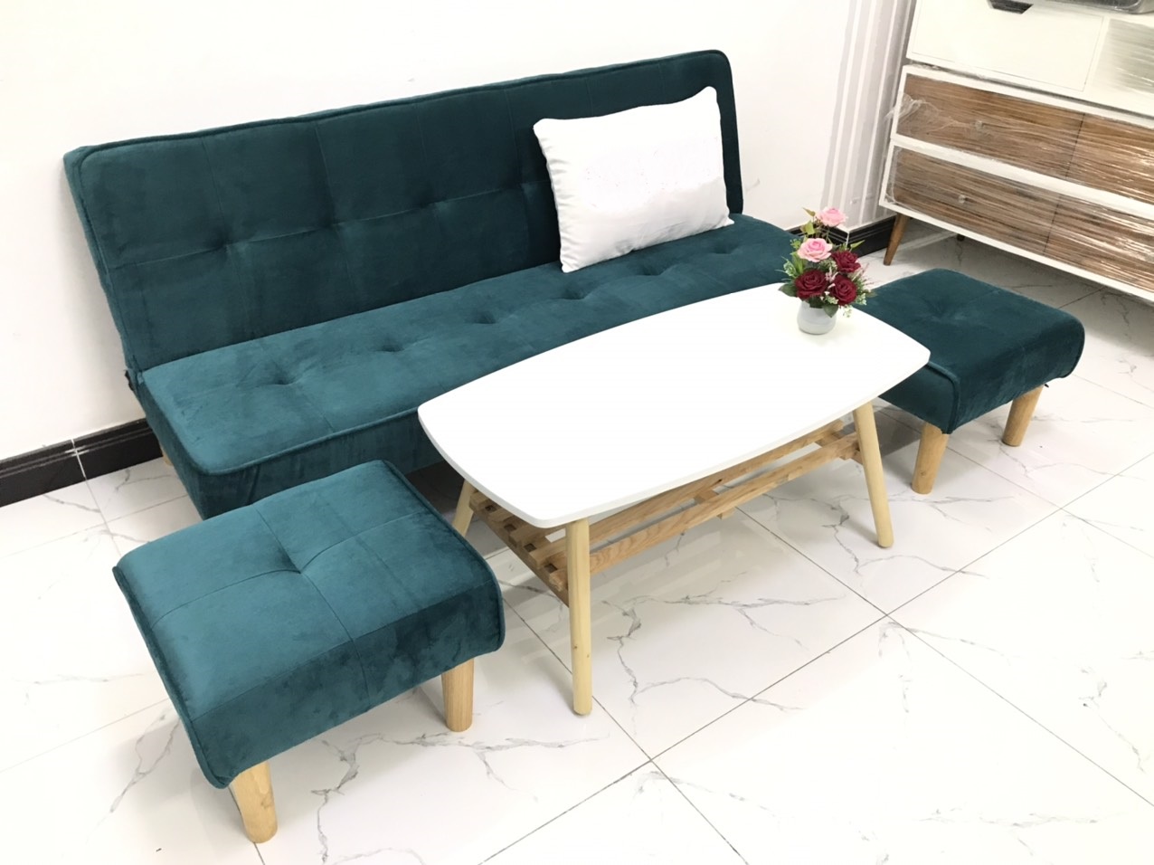 Bộ ghế sofa bed 1m7x90, sofa giường phòng khách sivali06, salon sivali06