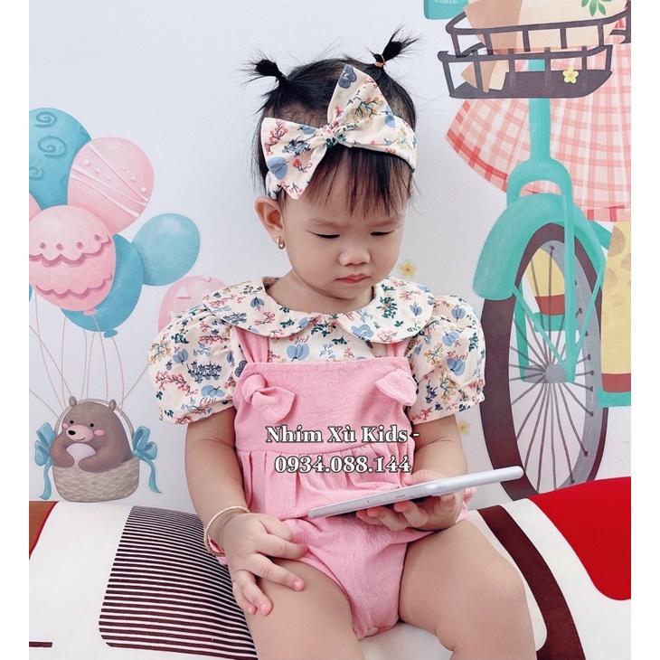 [3-12kg] Body 2 Dây NHÍM XÙ KIDS Bé Gái Sơ Sinh, Đầy Tháng, Thôi Nôi Chất Ren Nhật Phối Hoa B062