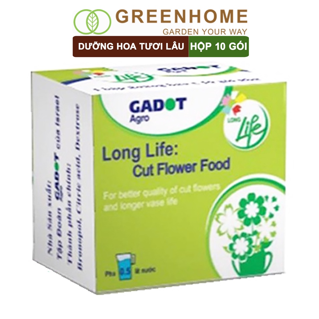 10 gói Dưỡng hoa lâu tàn Long Life, gói 5gr, hoa tươi lâu, nở bông to, không bị hôi nước |Greenhome