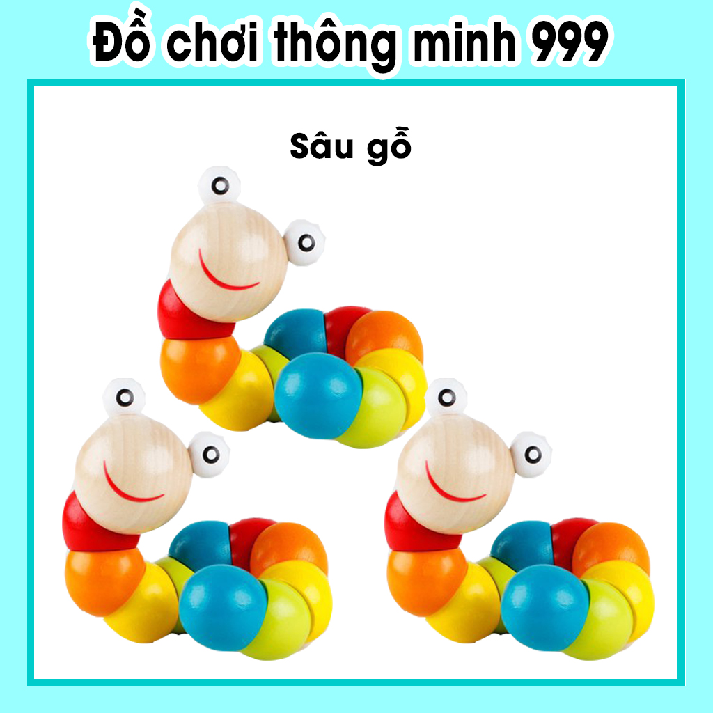 Đồ chơi con sâu gỗ uốn dẻo cho bé, đồ chơi gỗ phát triển trí tuệ