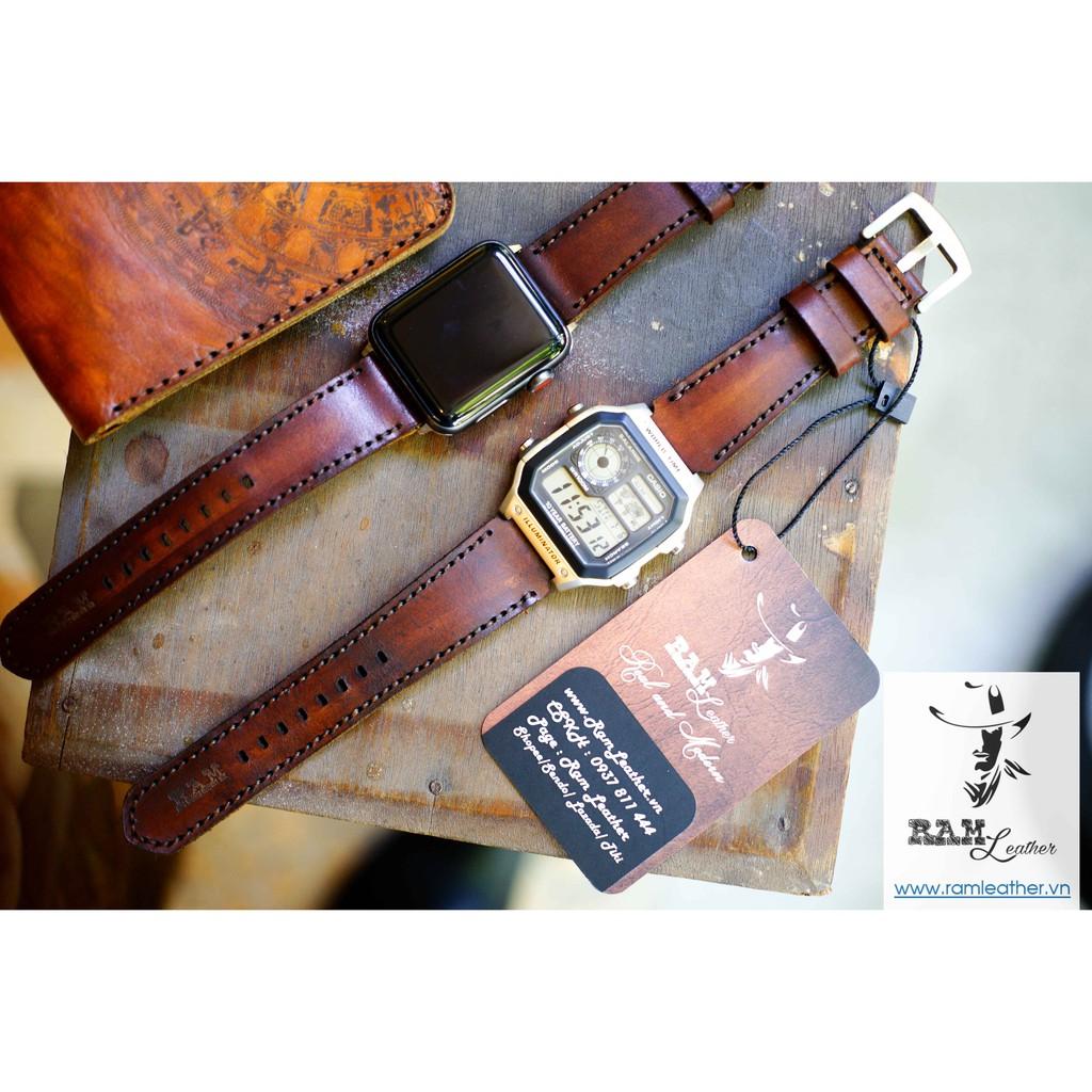 DÂY CASIO AE1200 / SEIKO 5 / ORIENT SK DA BÒ VEGTAN CAO CẤP HANDMADE - RAM CLASSIC 1970 (TẶNG ĐẦY ĐỦ KHÓA + CHỐT + CÂY T