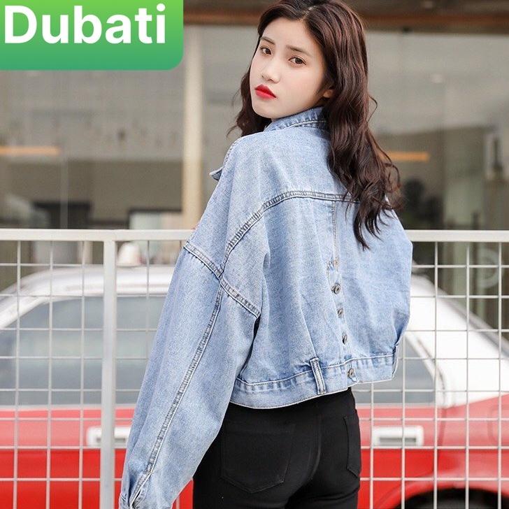 ÁO KHOÁC JEAN NỮ CHẤT BÒ CÓ NÚT SAU DÁNG NGẮN THỜI TRANG TRẺ- DUBATI FASHION