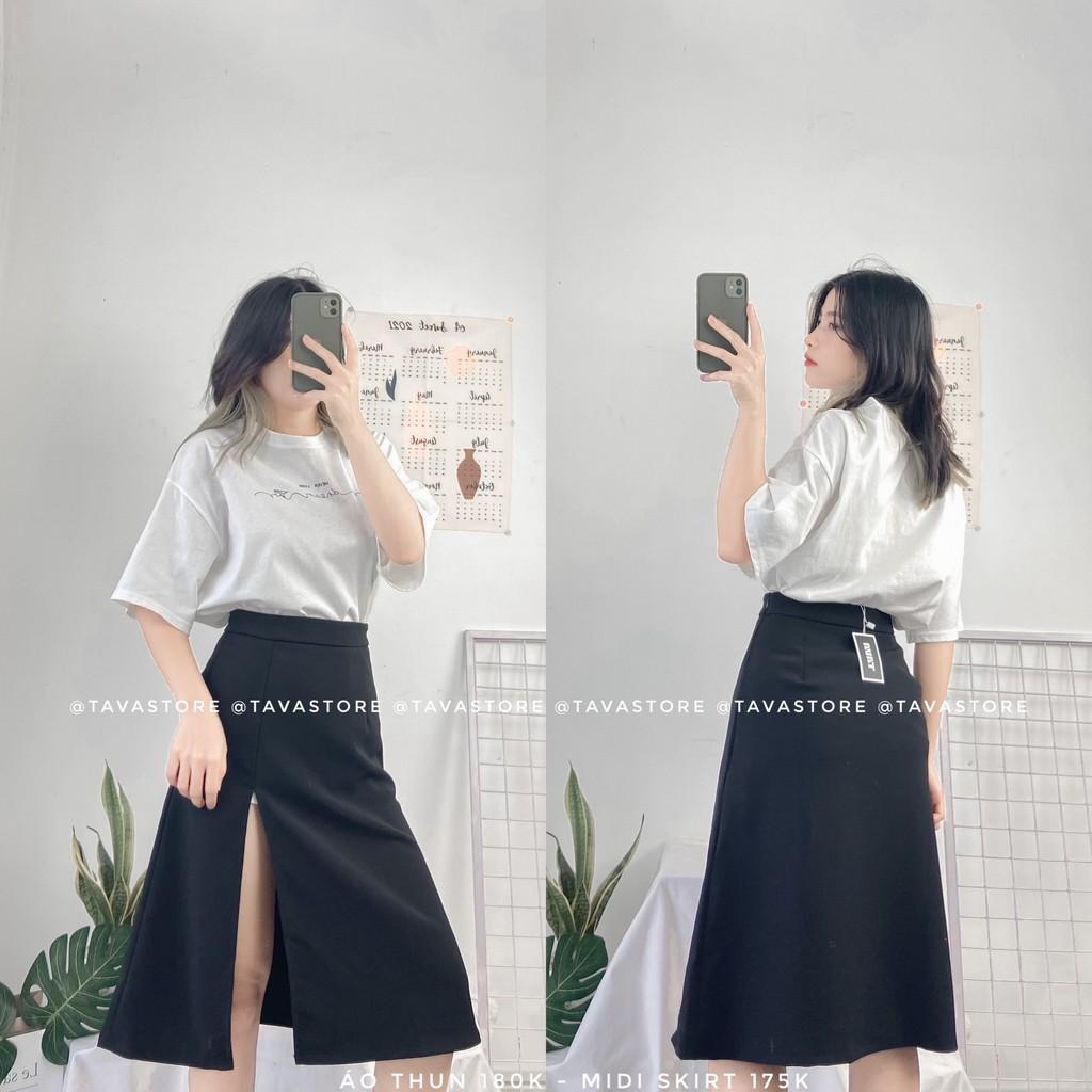 Midi Skirt - Chân váy midi xẻ tà