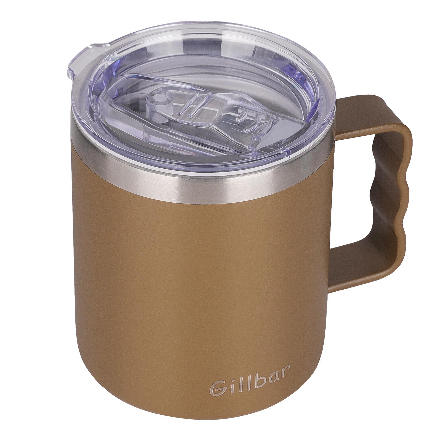 Cốc cà phê 12oz, cốc cắm trại cách nhiệt chân không có nắp, tường đôi không gỉ