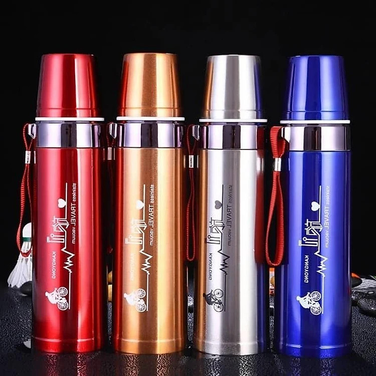 Bình Giữ Nhiệt Nóng Lạnh Cao Cấp Pure Healthy Happy 800ml, Bình Giữ Nhiệt Inox304 Không Gỉ Có Nắp Đậy Chống Tràn - Hàng chính hãng