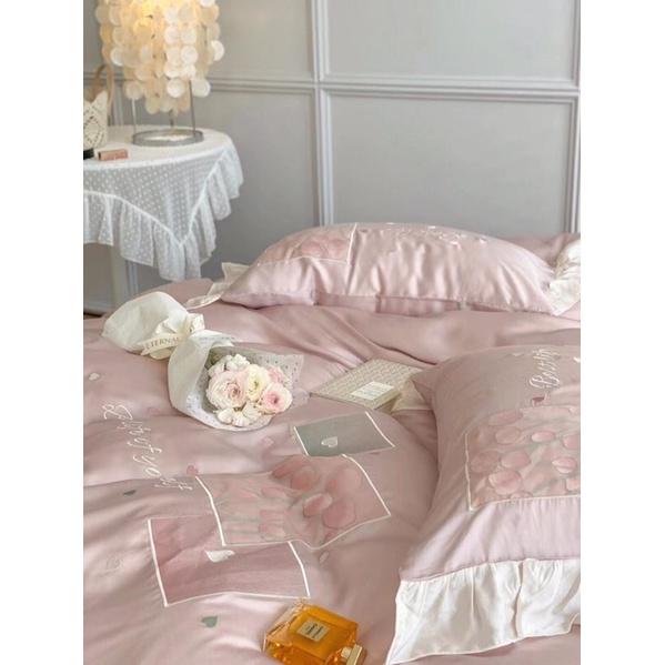 Bộ chăn ga gối hoạ tiết hoa Tulip chất liệu Tencel 60s 4 món