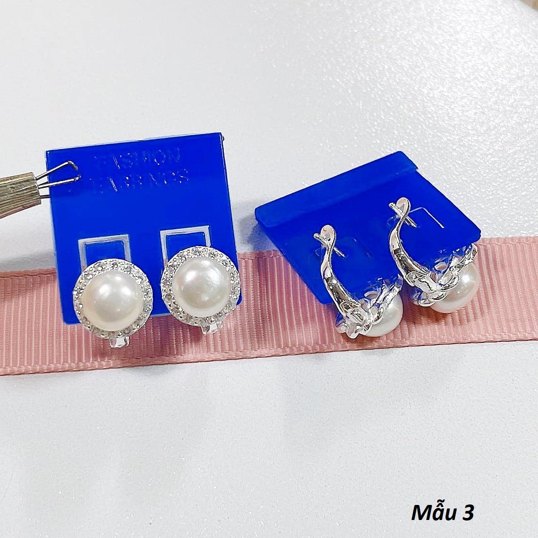 Bông tai bạc gắn trai khoá bập chất liệu bằng bạc MS073b