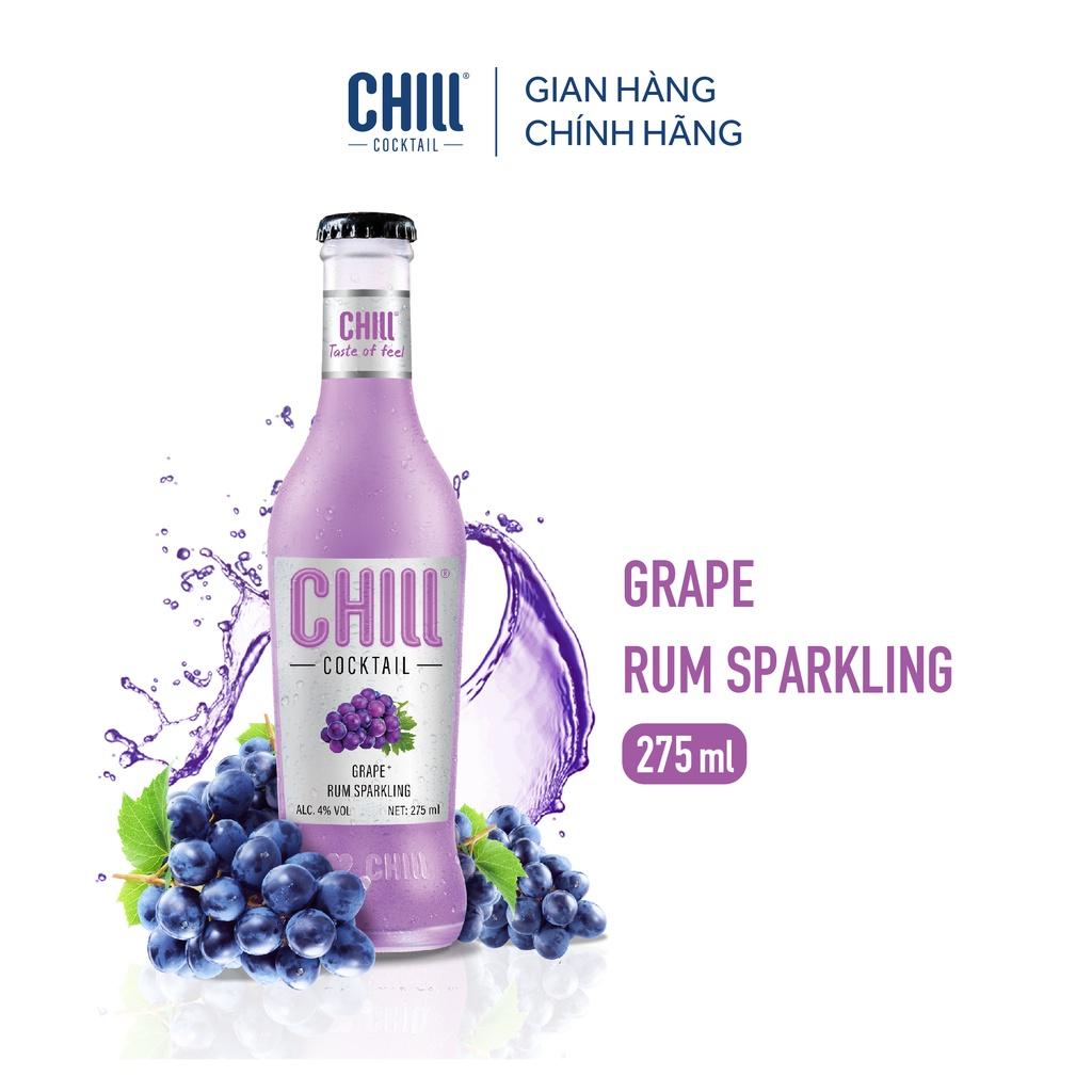Thùng 24 chai Chill Cocktail vị Grape Rum Sparkling 275ml/chai