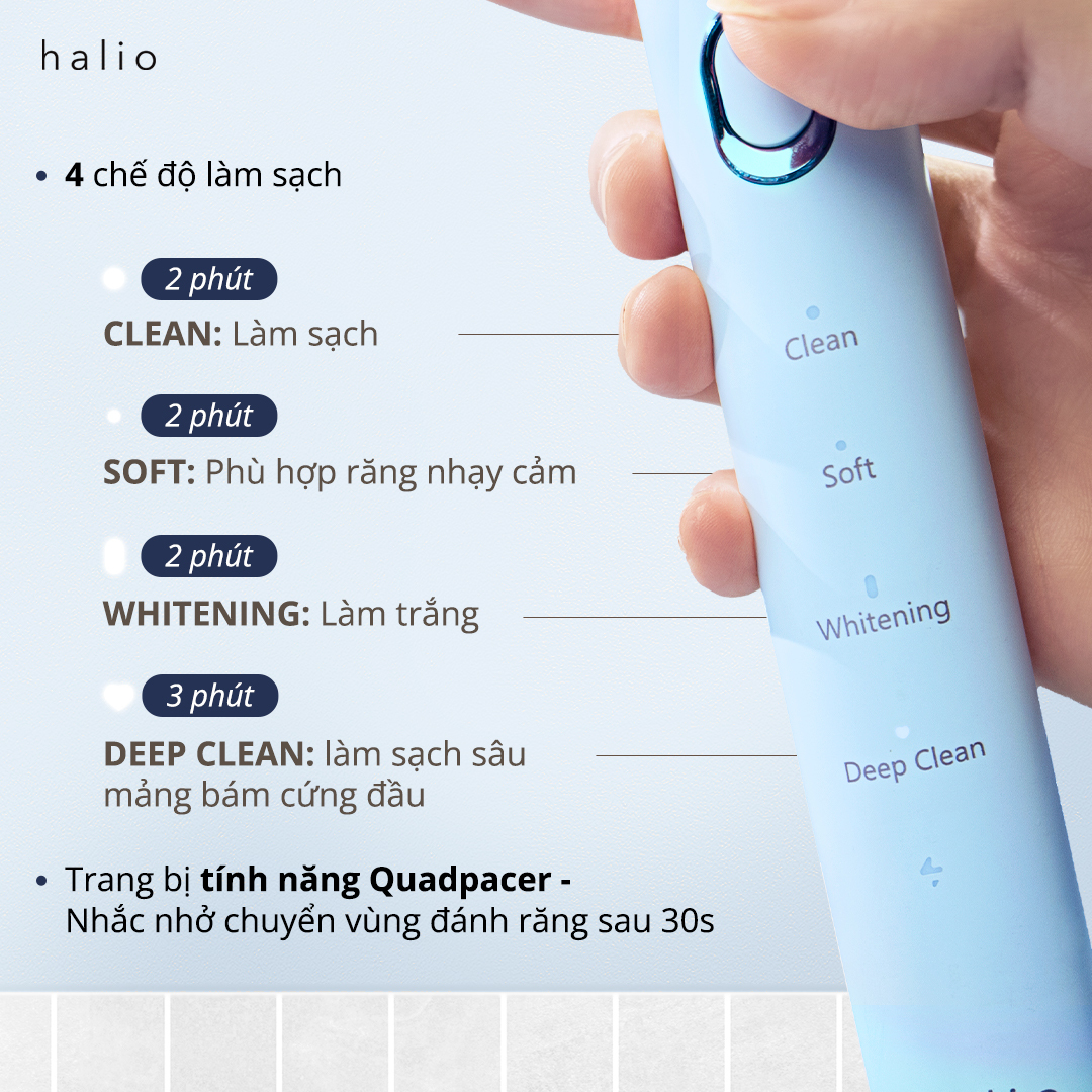 Bàn Chải Điện Halio Sonic SmartClean Electric Toothbrush Công Nghệ Sóng Âm Sạch Sâu