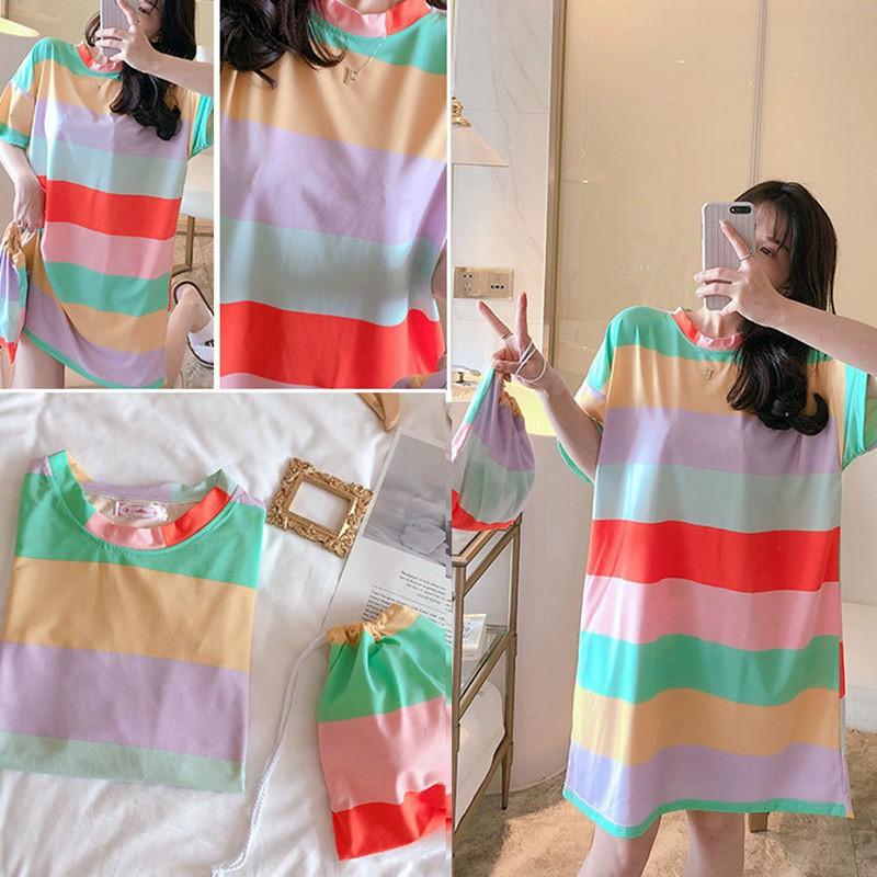 Đầm Ngủ Ngắn Tay Dáng Rộng Xinh Xắn Dành Cho Nữ