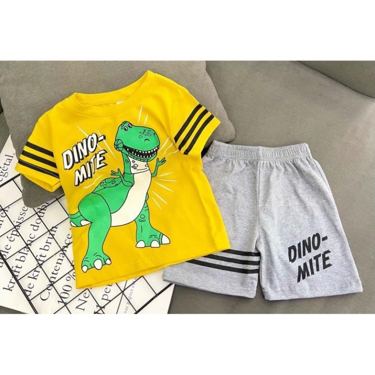 Bộ ngắn bé trai size đại thun cotton in hình cá tính - pikakids