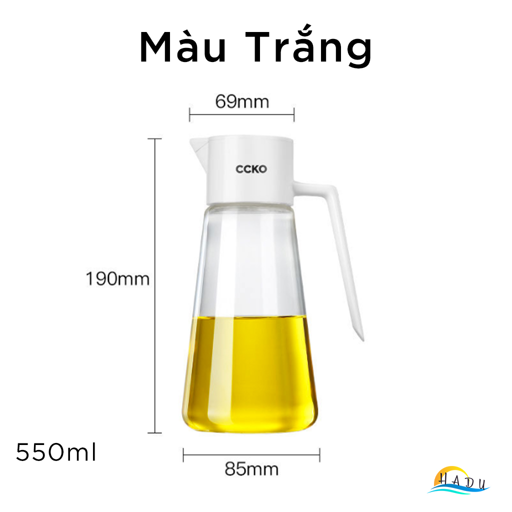 Bình Đựng Dầu Ăn Thủy Tinh Cao Cấp Có Vòi Thông Minh 550ml Đạt Chất Lượng Đức CCKO