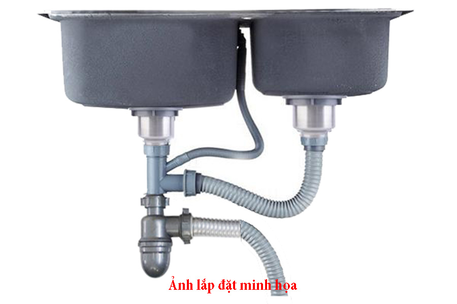 Bộ xả bồn rửa chén bầu inox dành cho bồn chén đôi 2 ngăn