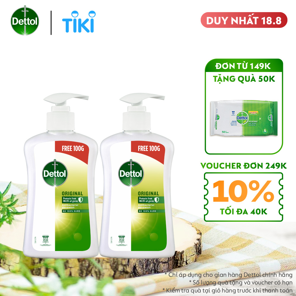 Combo 2 chai nước rửa tay Dettol kháng khuẩn - Chai 500G