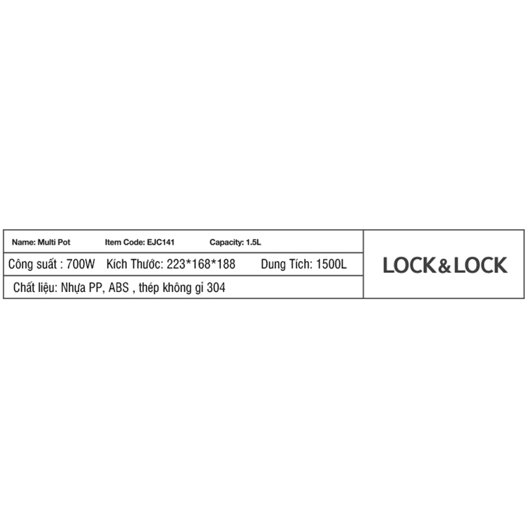 Nồi Điện Đa Năng Lock&Lock EJC141 (1.5 Lít) - Hàng Chính Hãng