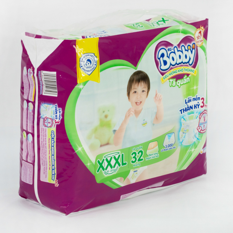 Tã quần Bobby size XXXL 34/32 miếng (cho bé 20 - 35 kg)