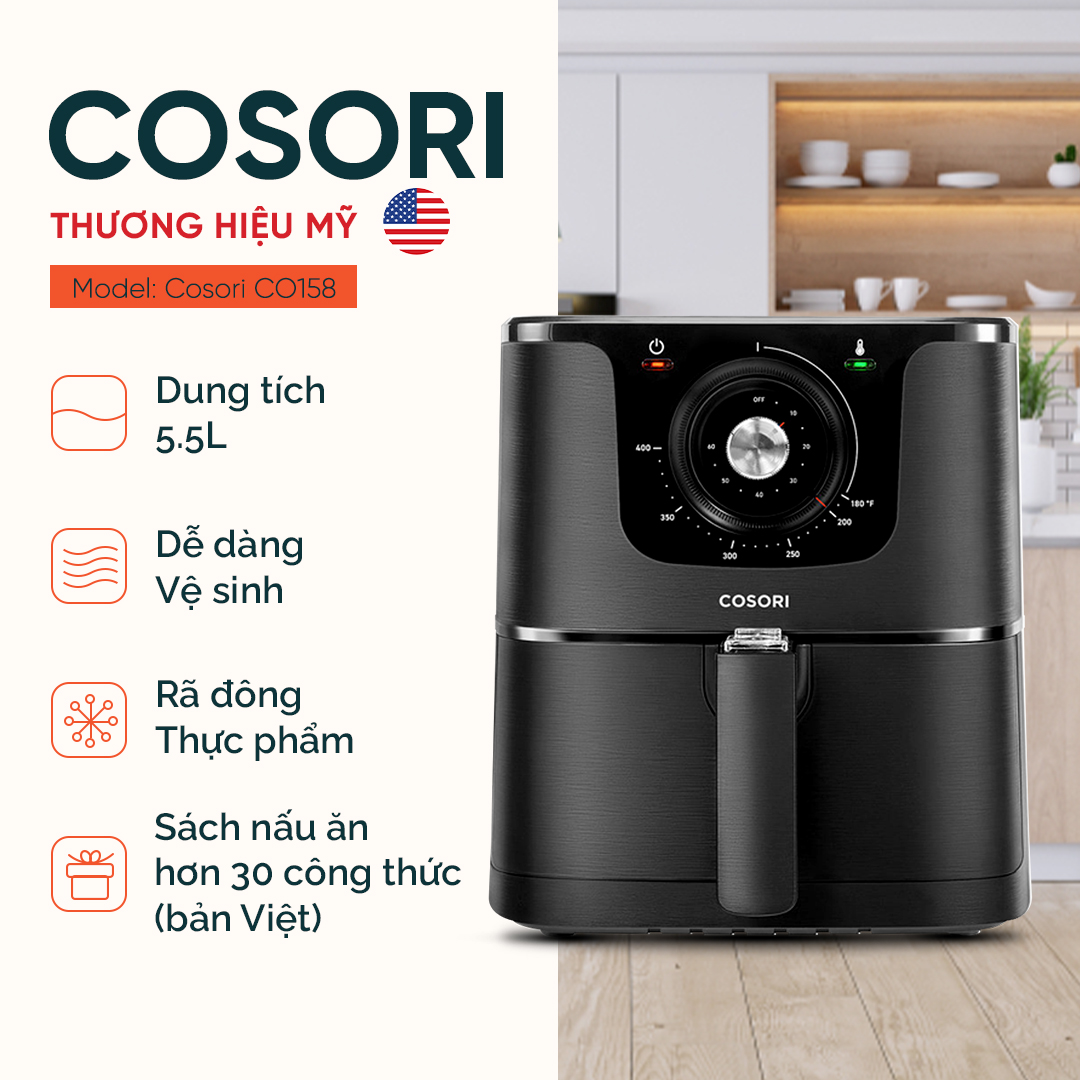 NỒI CHIÊN KHÔNG DẦU COSORI CO158- AF/5.5L- HÀNG CHÍNH HÃNG