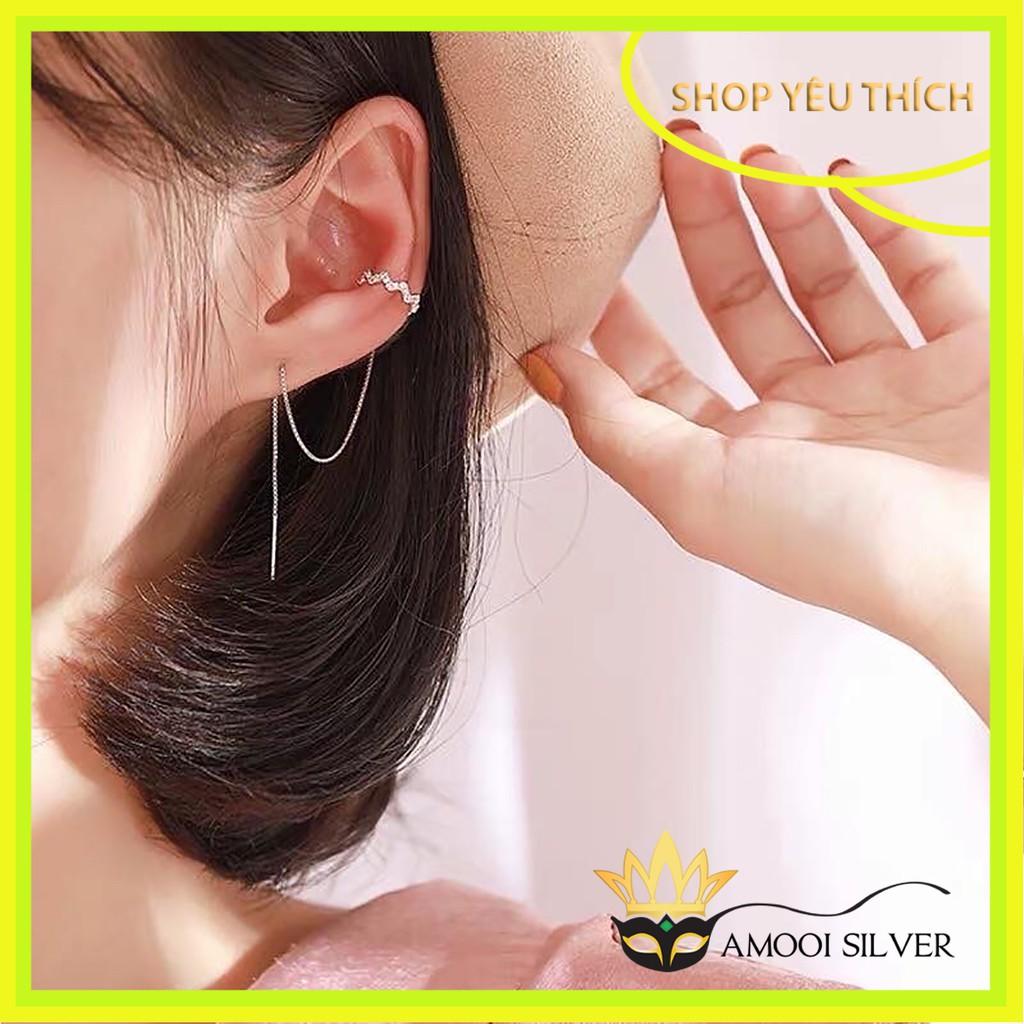 Bông tai bạc S925 earcuff kẹp vành mang được 3 kiểu - Amooi Silver AB44