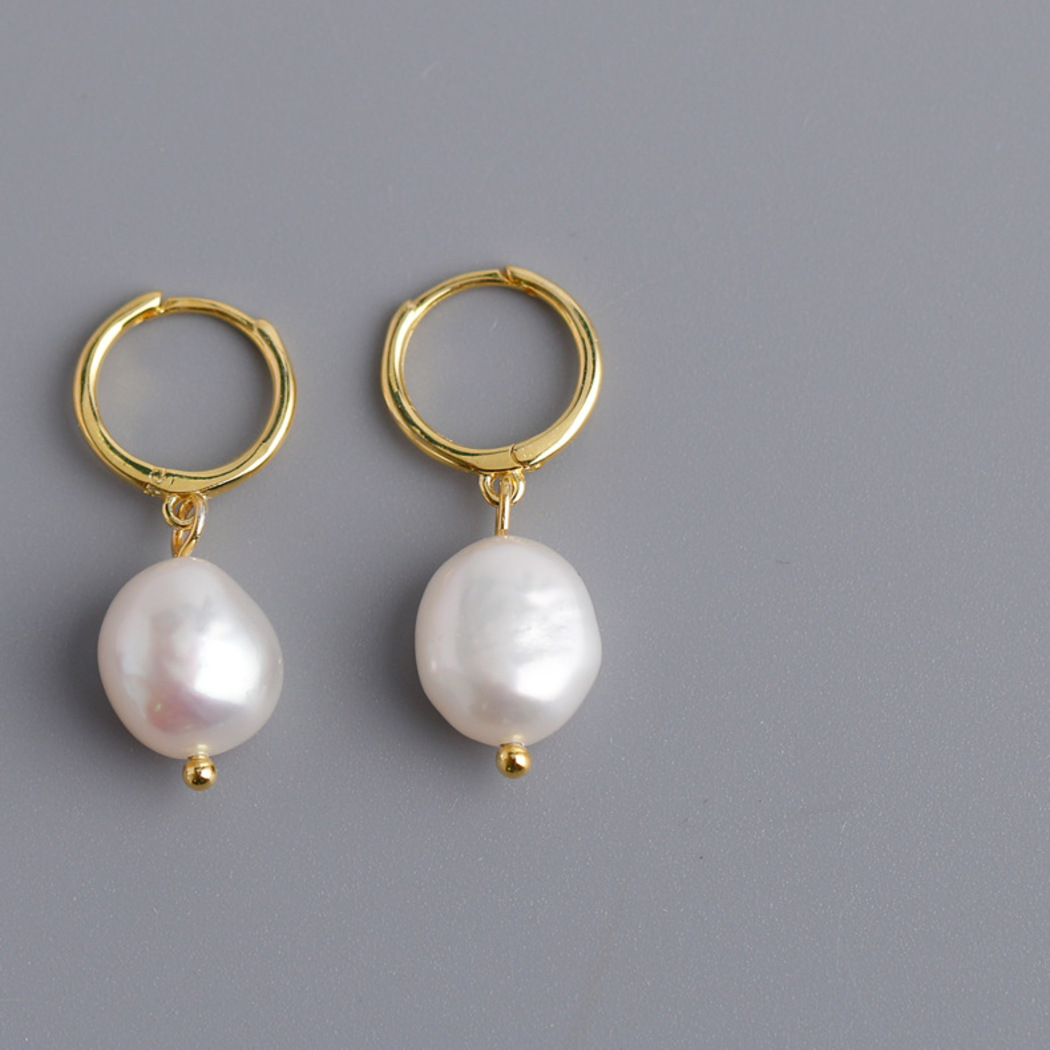 Bông Khuyên Tai Ngọc Trai Nước Ngọt Thiên Nhiên Cao Cấp - Kiểu Móc Baroque - Trang Sức Cô Tấm - ABBY PEARL - CTJ1610