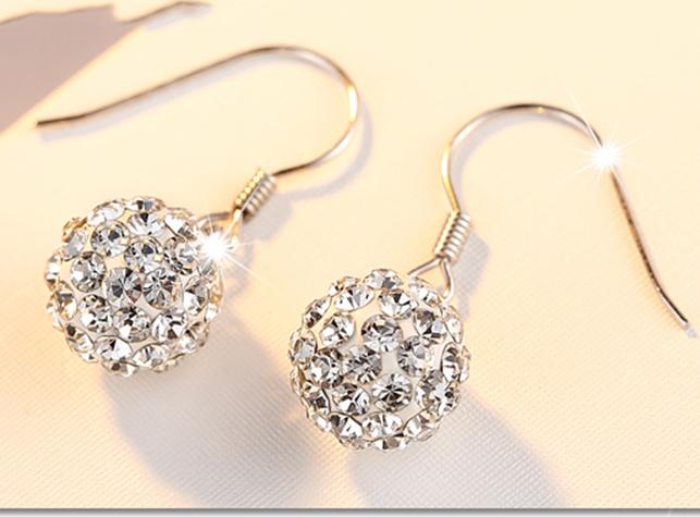 Bông tai bạc nữ trang sức bạc Ý S925 Bạc Xinh Huệ Ngân- Pha lê RYE140773