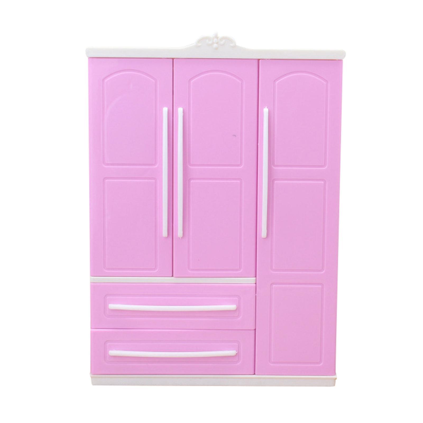 Miniature Wardrobe Closet  Dolls House Bedroom Furniture Accessory Pink