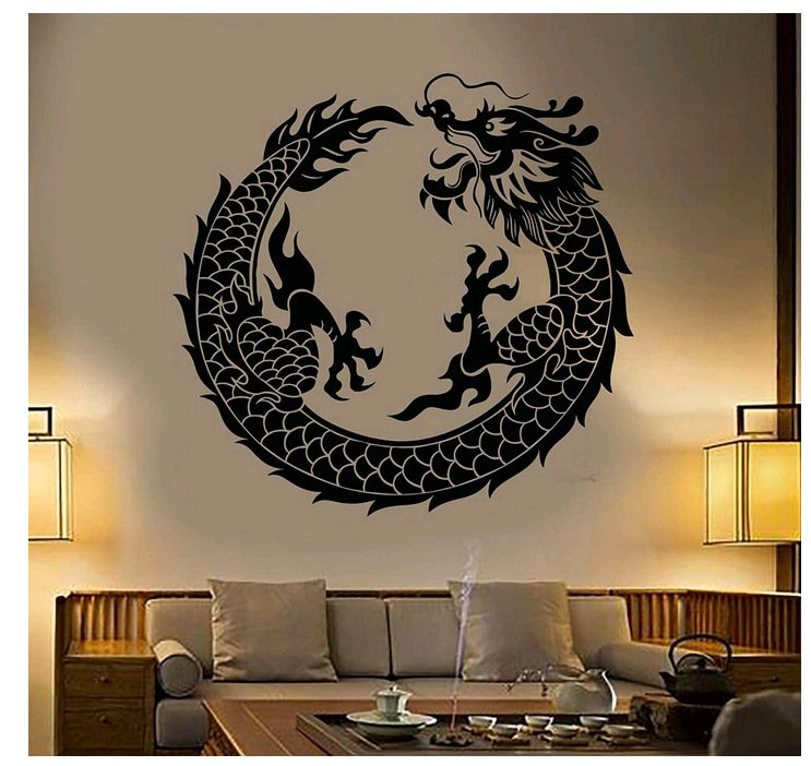 Decal dán tường hình con rồng uốn lượn sống động