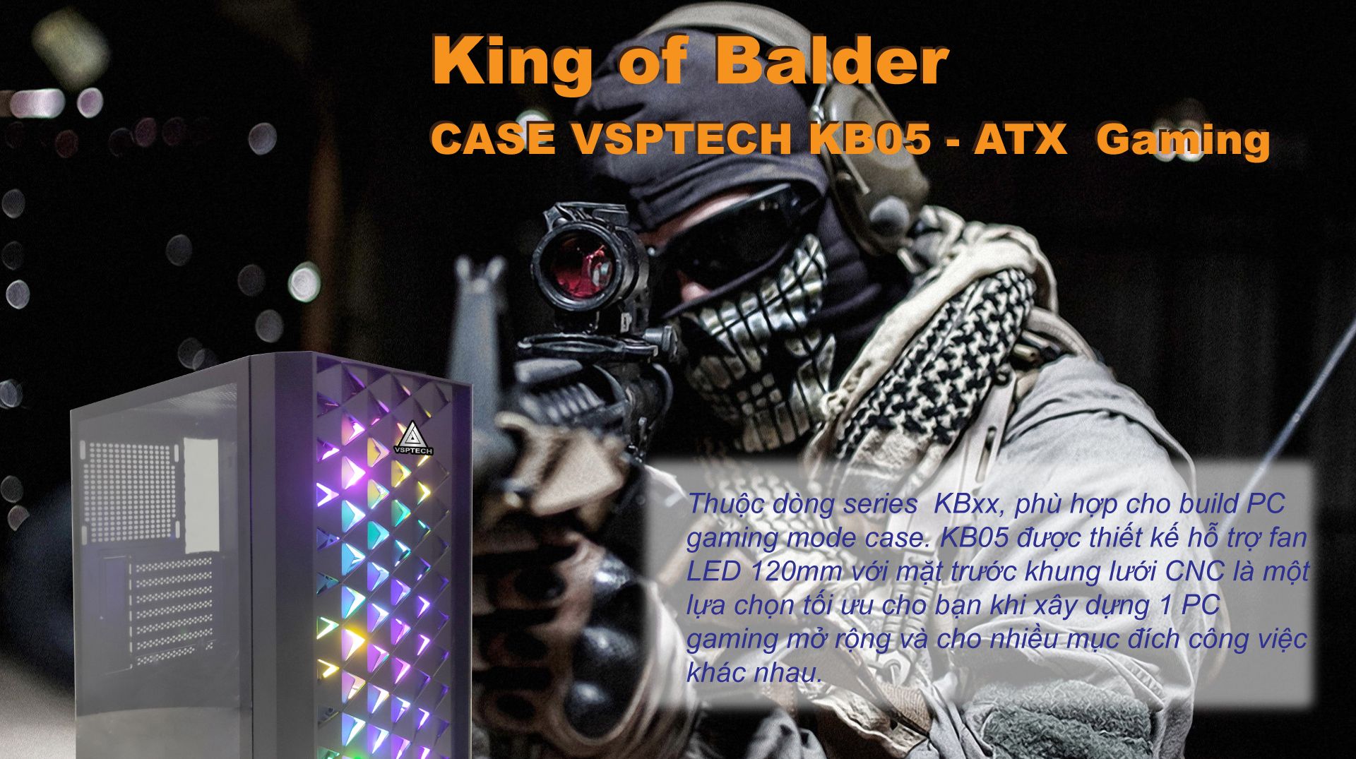 Thùng máy tính Case VSP CA KB05 1 mặt kính cường lực - Hàng nhập khẩu